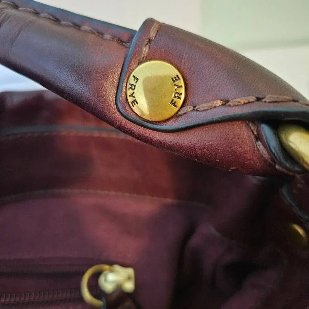 Frye large leather hobo bag, reddish brown.